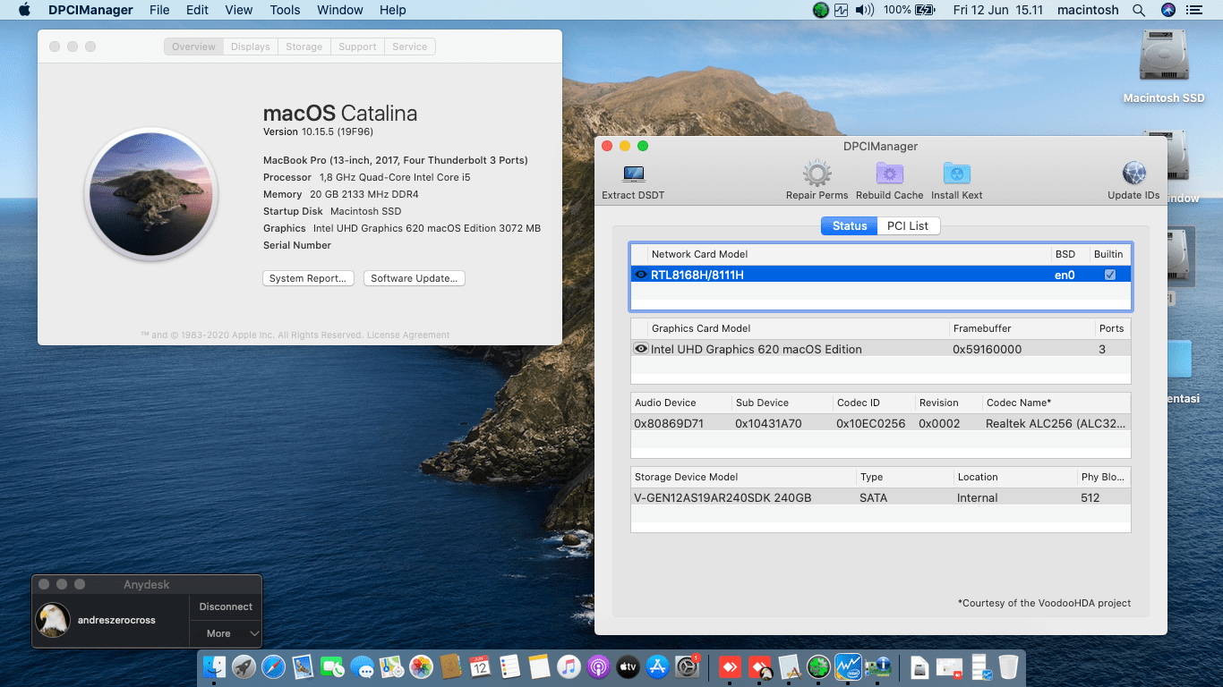 Success Hackintosh macOS Catalina 10.15.5 Build 19F96 in Asus A442UF-GA503T